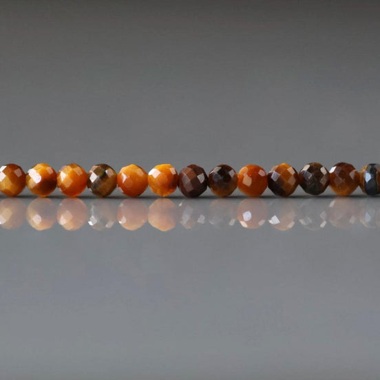 3mm Tiger's Eye Beads - Faceted Round Micro Gemstone 15" Strand