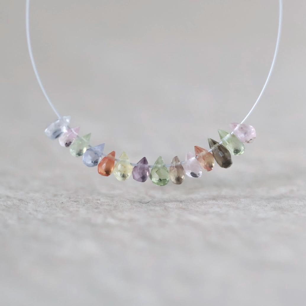 3mm Tiny AAA Burma Multi Sapphire Briolette Beads Faceted Drops Teardrops Colorful Sapphire Genuine Gemstone DIY Jewelry Making Earrings