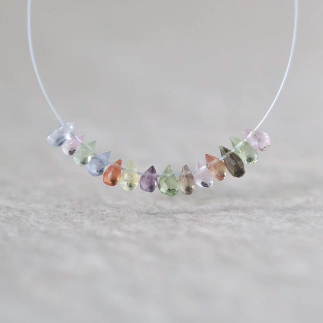 3mm Tiny AAA Burma Multi Sapphire Briolette Beads Faceted Drops Teardrops Colorful Sapphire Genuine Gemstone DIY Jewelry Making Earrings