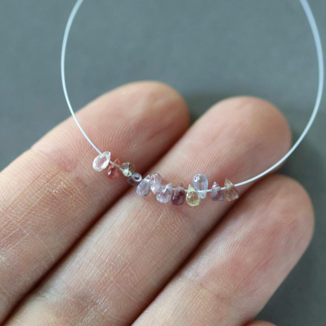 3mm Tiny AAA Burma Multi Sapphire Briolette Beads Faceted Drops Teardrops Colorful Sapphire Genuine Gemstone DIY Jewelry Making Earrings