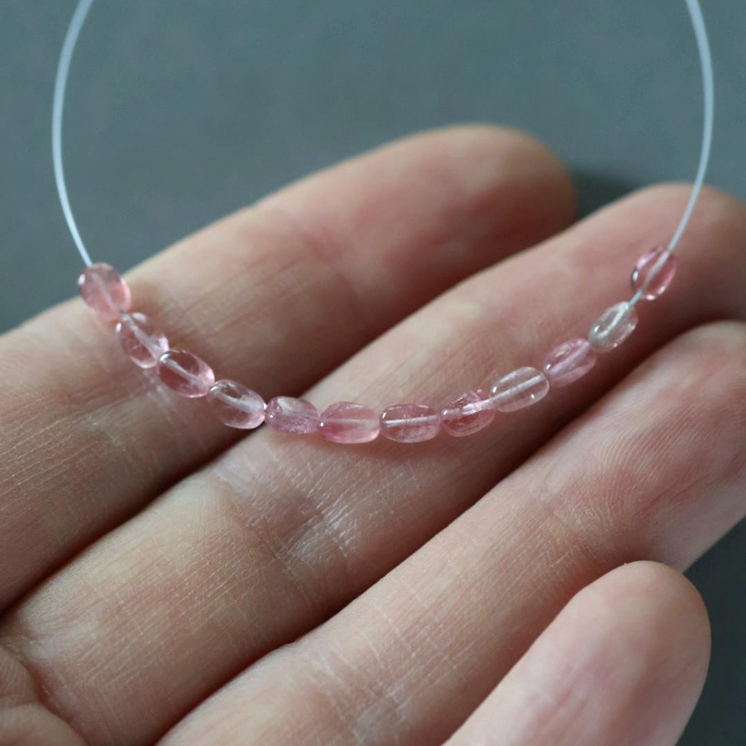 3mm Tiny Congo Rose Pink Tourmaline Beads – Micro Smooth Oval Natural Gemstone