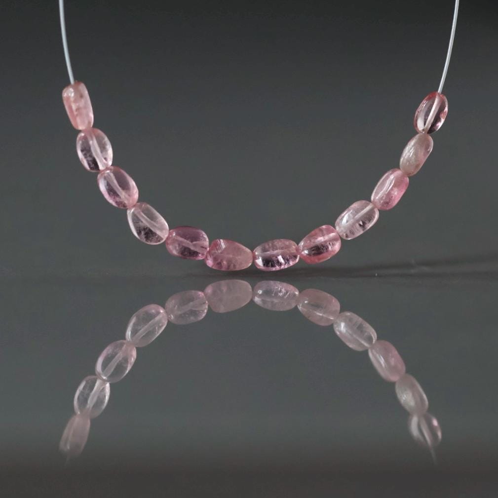 3mm Tiny Congo Rose Pink Tourmaline Beads – Micro Smooth Oval Natural Gemstone