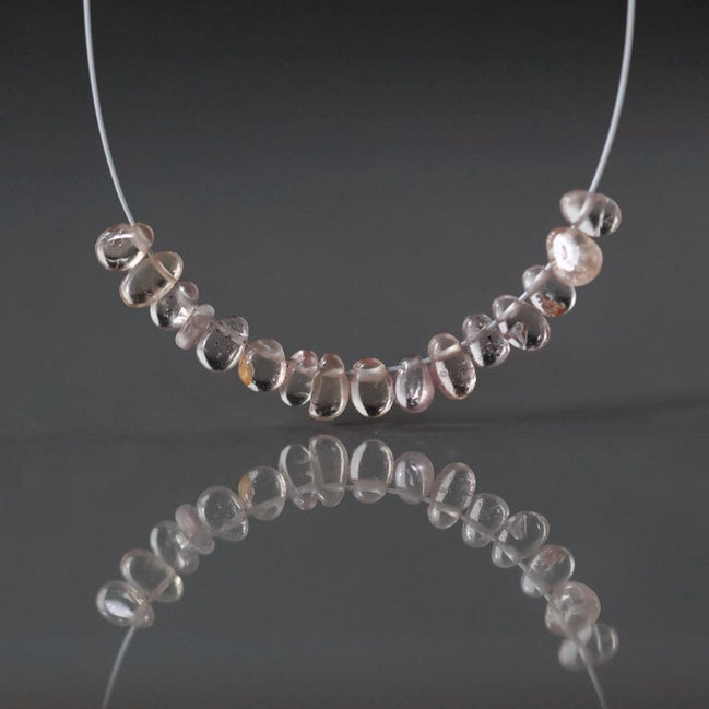 3mm Tiny Malaya Pink Briolette Beads – Micro Smooth Teardrop Natural Gemstone