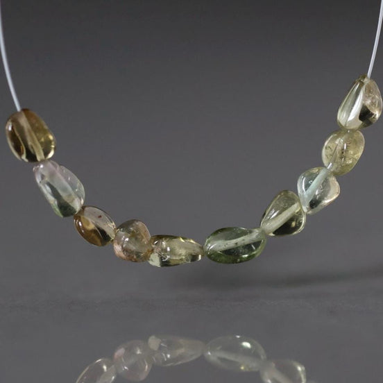 3mm Tiny Rare Congo Olive Green Tourmaline Beads Smooth Nuggets Oval 10 Pcs Genuine Gemstone DIY Jewelry Making Gift October Birthstone