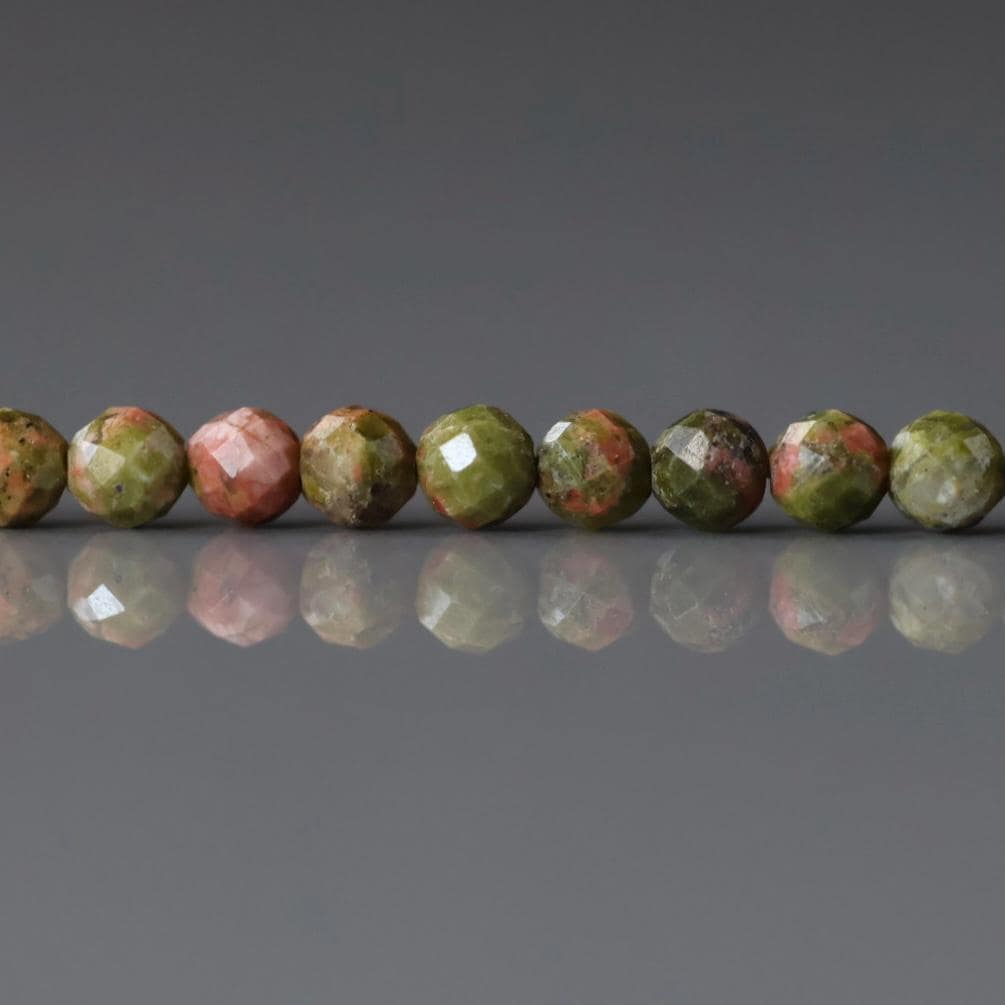 3mm Unakite Faceted Beads 15" Green Orange Genuine Gemstone Beads for Jewelry Making Beading Craft Gift DIY Jewelry