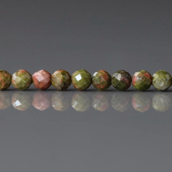3mm Unakite Faceted Beads 15" Green Orange Genuine Gemstone Beads for Jewelry Making Beading Craft Gift DIY Jewelry