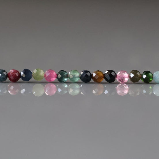 3mm Watermelon Tourmaline Faceted Beads 15" Transparent Rainbow Gemstone Beads Jewelry Making Beading Gift Crafter October Birthstone