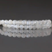 3mm White Agate Beads - Faceted Round Micro Gemstone 12.5