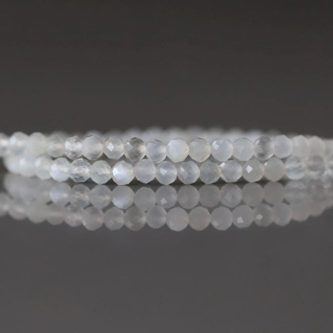 3mm AAA White Moonstone Faceted Beads 15" Gemstone Beads Beading Crafter Gift June Birthstone DIY Jewelry Seed Beads