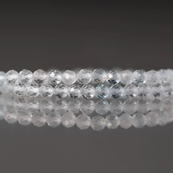3mm White Topaz Beads - Faceted Round Micro Gemstone 15" Strand