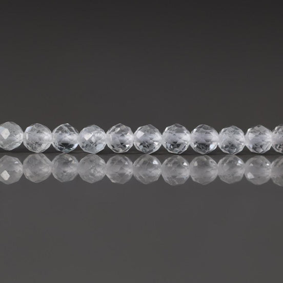 3mm White Topaz Beads - Faceted Round Micro Gemstone 15" Strand