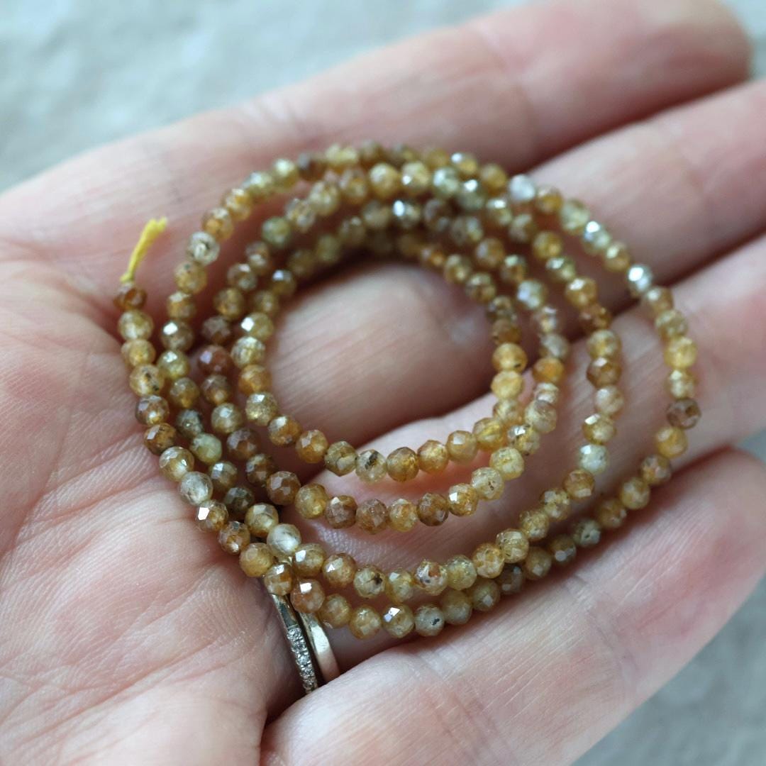 3mm Yellow Sapphire Micro Faceted Beads Genuine Small Beads 15" September Birthstone Beads Gemstone Beads for Jewelry Making