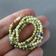 3mm Yellow Serpentine Beads Lizardite Micro Faceted 15