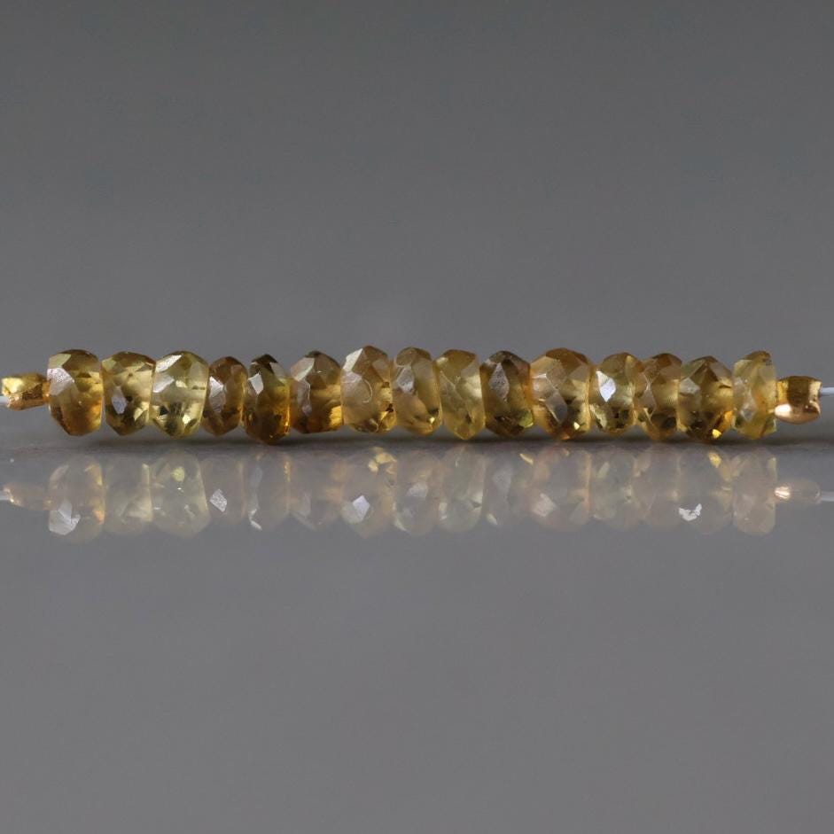 3mm Yellow Tourmaline Faceted Rondelle Beads 16 PCs Yellow Genuine Gemstone Beads DIY Jewelry Making Gift October Birthstone