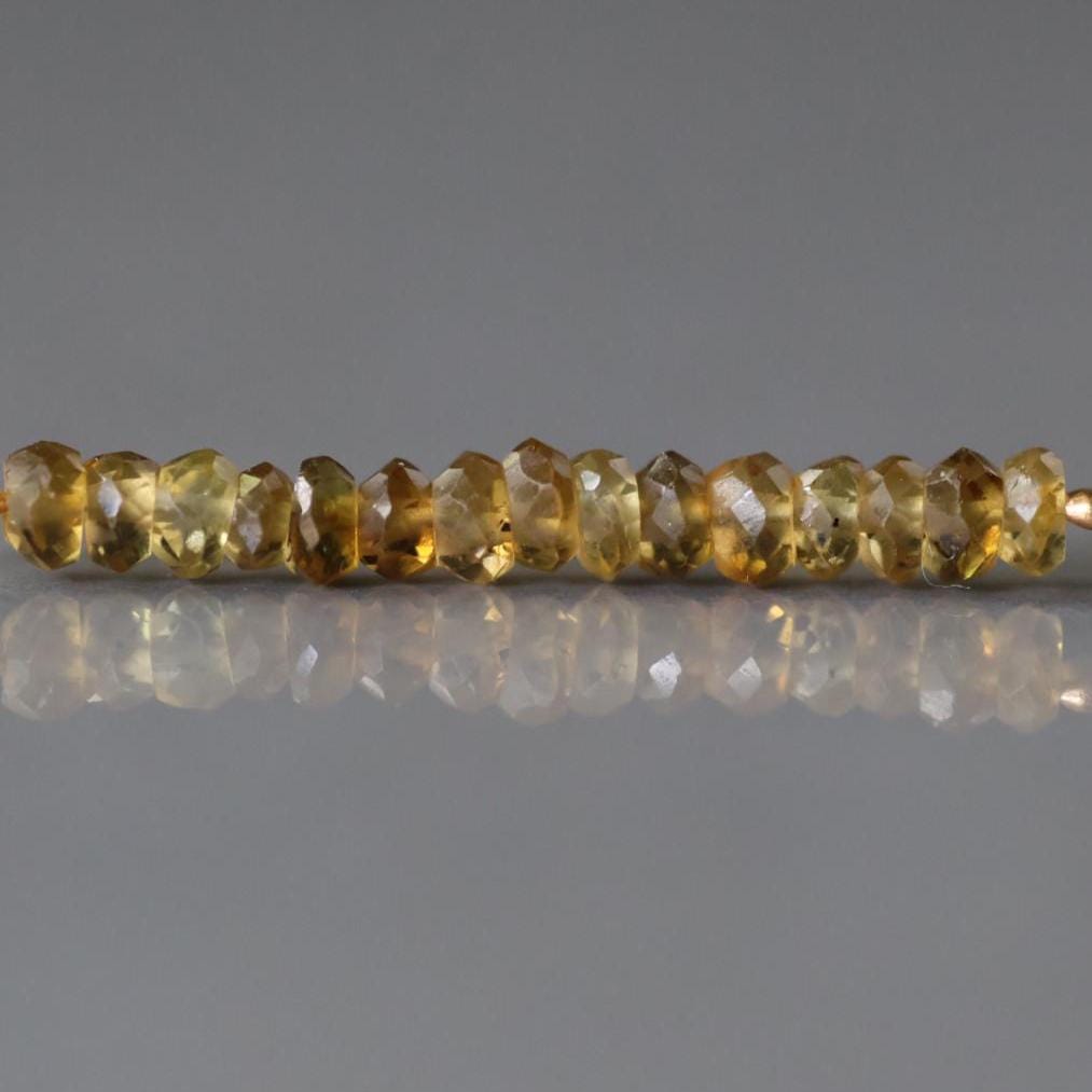 3mm Yellow Tourmaline Faceted Rondelle Beads 16 PCs Yellow Genuine Gemstone Beads DIY Jewelry Making Gift October Birthstone
