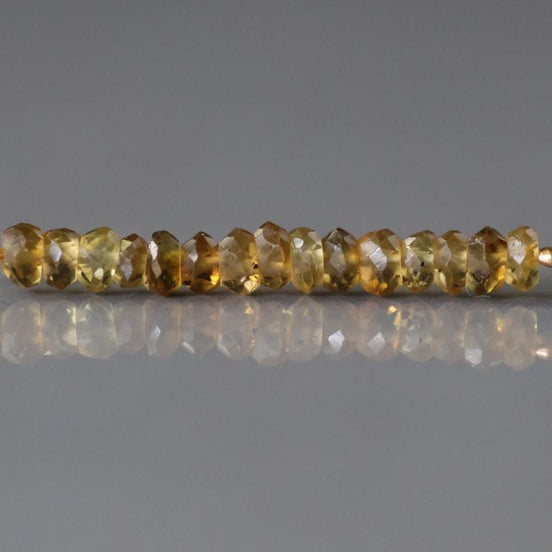 3mm Yellow Tourmaline Faceted Rondelle Beads 16 PCs Yellow Genuine Gemstone Beads DIY Jewelry Making Gift October Birthstone