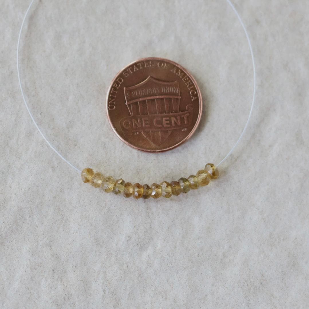 3mm Yellow Tourmaline Beads - Faceted Rondelle Micro Gemstone 16 Pcs