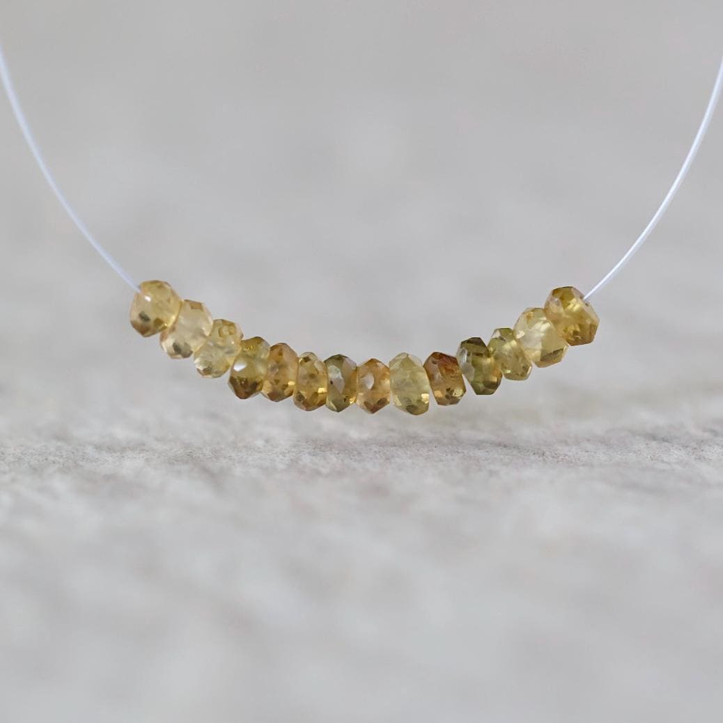 3mm Yellow Tourmaline Beads - Faceted Rondelle Micro Gemstone 16 Pcs