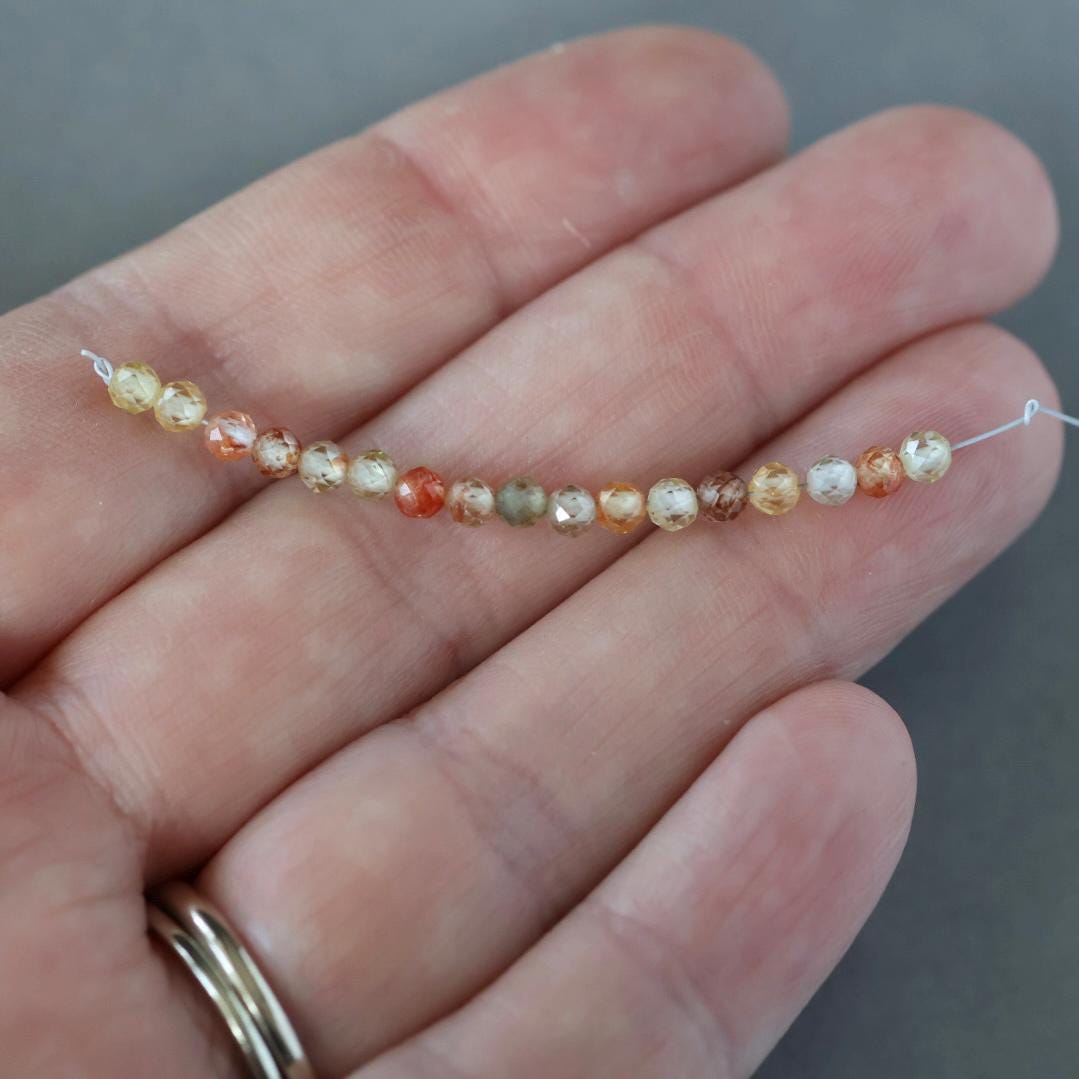 3mm Zircon Beads – Faceted Round Micro Gemstone 2" Strand