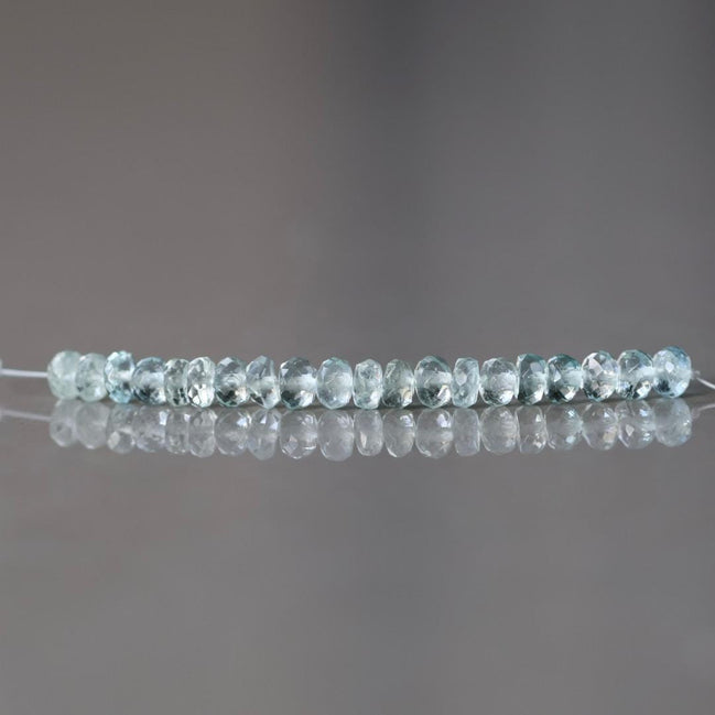 4mm-4.5mm Ice Blue AAA Aquamarine Beads Hand Faceted Rondelle 20 Pcs Natural Gemstone Beads Jewelry Making DIY March Birthstone