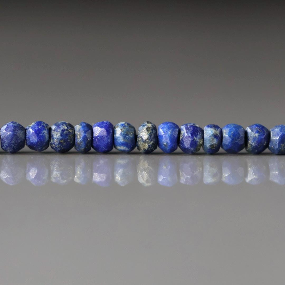 4mm 4.5mm Lapis Lazuli Rondel Beads 12" Blue Hand Faceted Lapis Gemstone Beads for Beading Craft Gift Beads DIY Jewelry Making