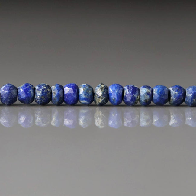 4mm 4.5mm Lapis Lazuli Rondel Beads 12" Blue Hand Faceted Lapis Gemstone Beads for Beading Craft Gift Beads DIY Jewelry Making