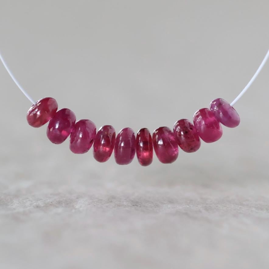 4.5-5mm AAA Mozambique Ruby Rondelle Beads Smooth Natural Gemstone for DIY Jewelry Making Earrings Supplies