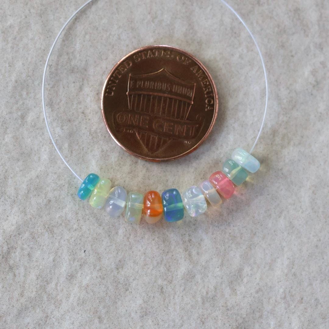 4.5mm 5mm AAA Ethiopian Pastel Opal Beads Smooth Rondelle Disco Welo Opal For DIY Jewelry Making Supplies