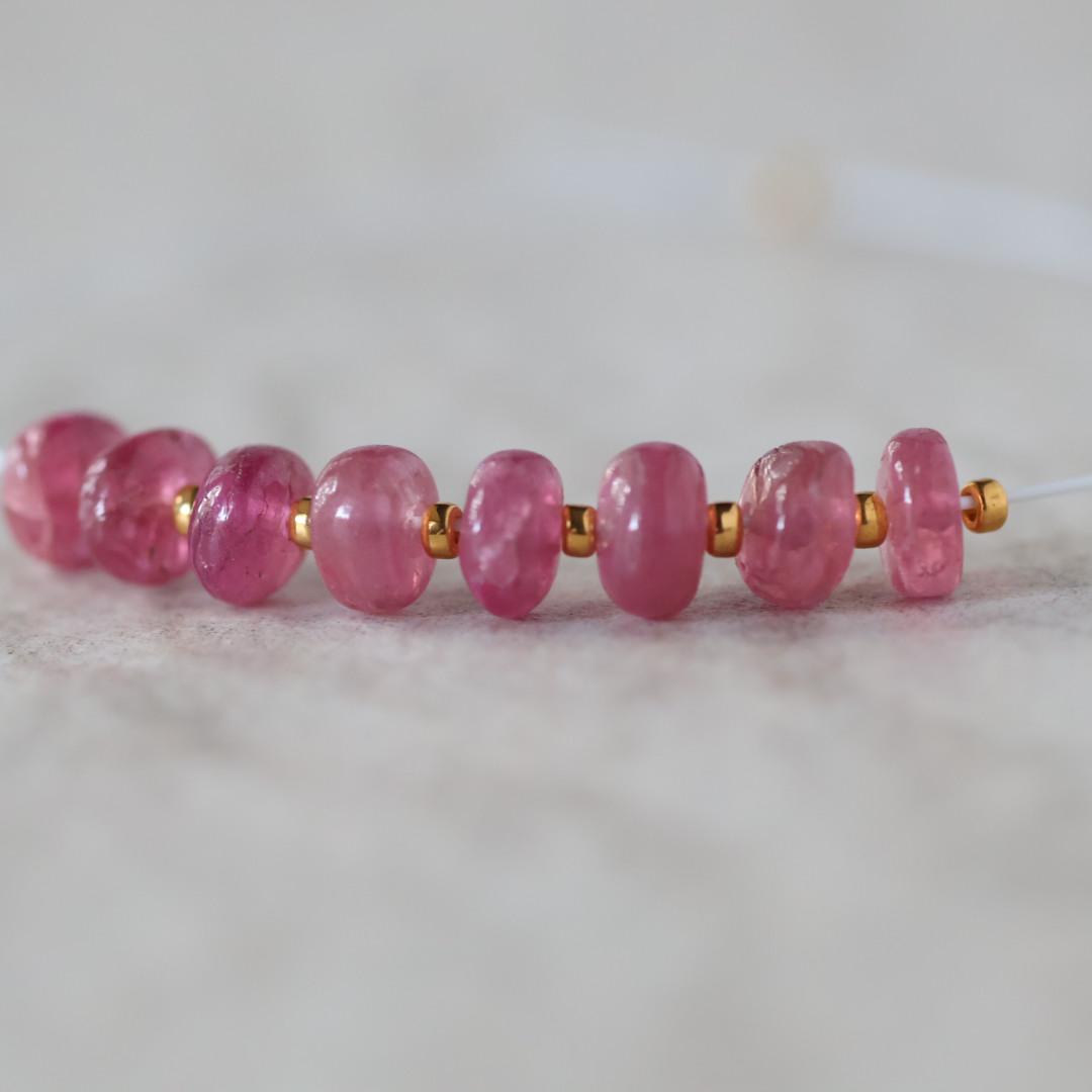 4.5mm 5mm AAA Pink Tourmaline Rondelle Beads Smooth 8 PCs Natural Gemstone Beads for DIY Jewelry Making