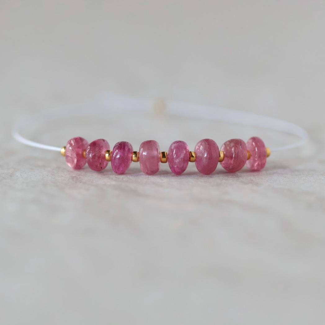 4.5mm 5mm AAA Pink Tourmaline Rondelle Beads Smooth 8 PCs Natural Gemstone Beads for DIY Jewelry Making