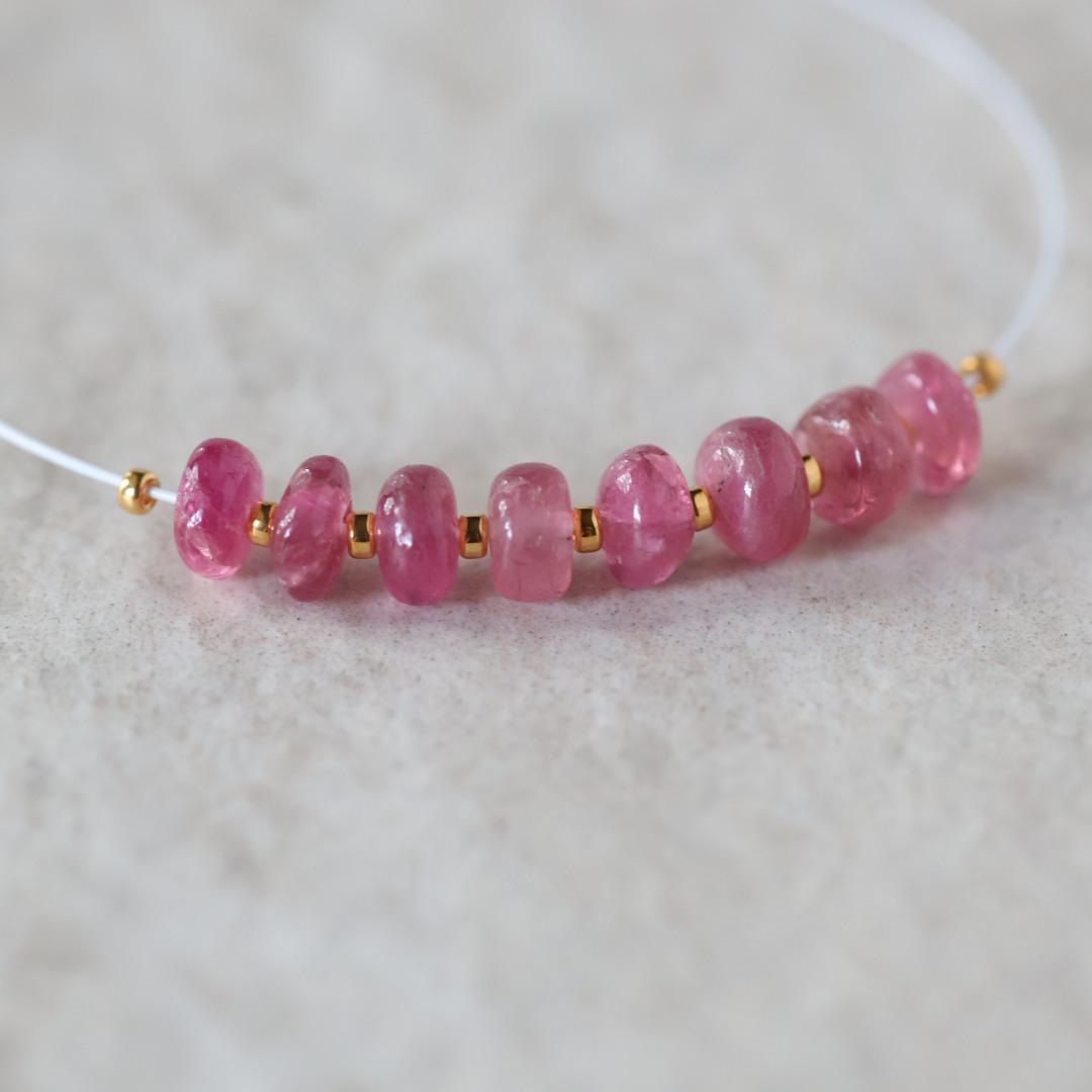 4.5mm 5mm AAA Pink Tourmaline Rondelle Beads Smooth 8 PCs Natural Gemstone Beads for DIY Jewelry Making