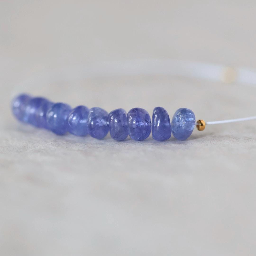 4.5mm 5mm AAA Tanzanite Beads Rondelle Smooth Superb 10 Pcs Natural Gemstone for DIY Jewelry Making
