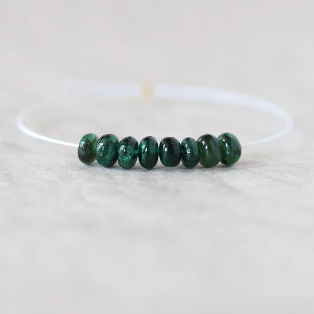 5mm Brazilian Emerald Beads - Smooth Rondelle Natural Gemstone 6 Pcs