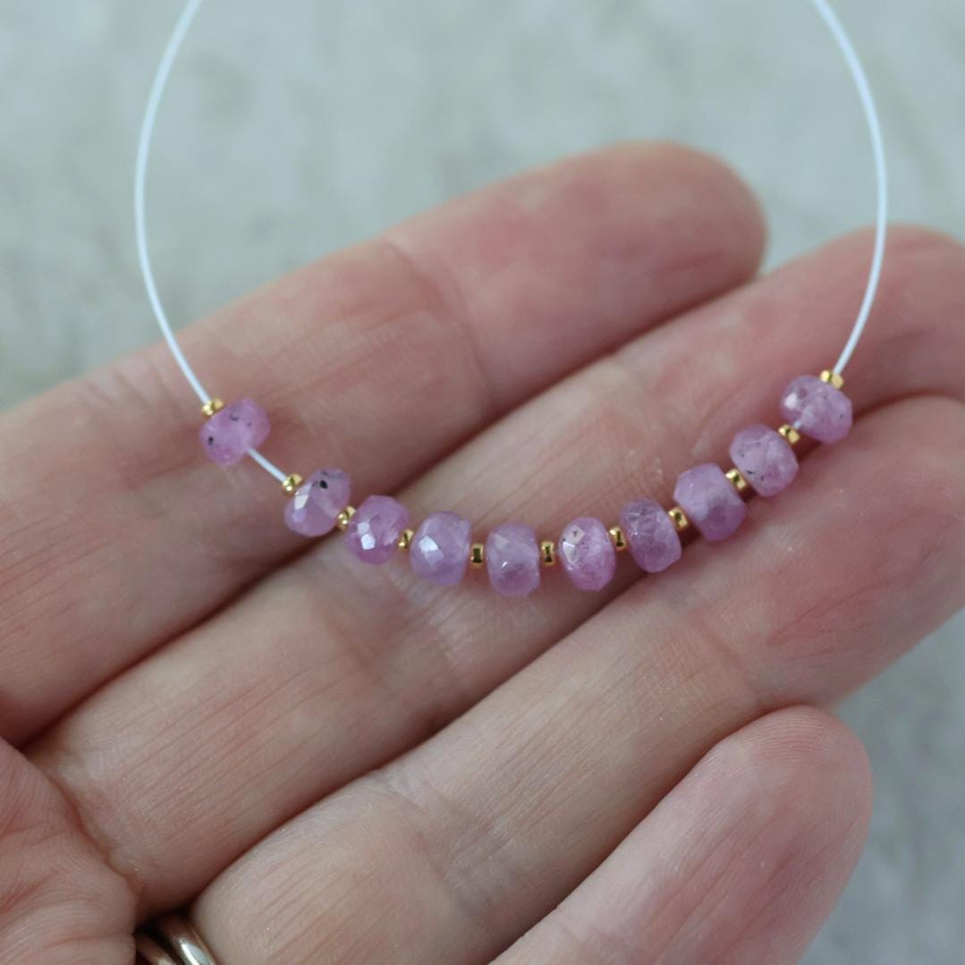 4.5mm 5mm Natural AAA Myanmar Pink Sapphire Beads Faceted Rondelle 10 PCs Gemstone for DIY Jewelry Making Supplies