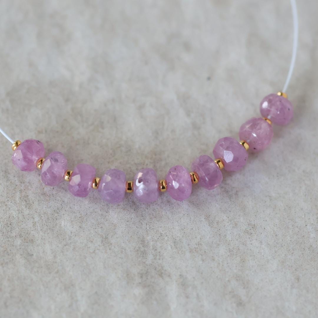 4.5mm 5mm Natural AAA Myanmar Pink Sapphire Beads Faceted Rondelle 10 PCs Gemstone for DIY Jewelry Making Supplies