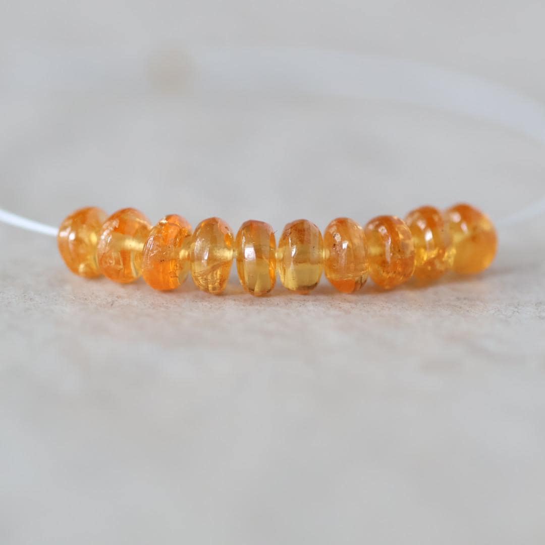 5mm Mandarine Spessartite Garnet Beads 10 Pcs – Smooth Rondelle Natural Gemstone