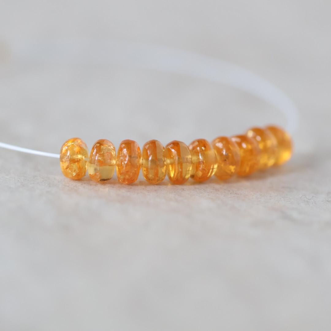 5mm Mandarine Spessartite Garnet Beads 10 Pcs – Smooth Rondelle Natural Gemstone