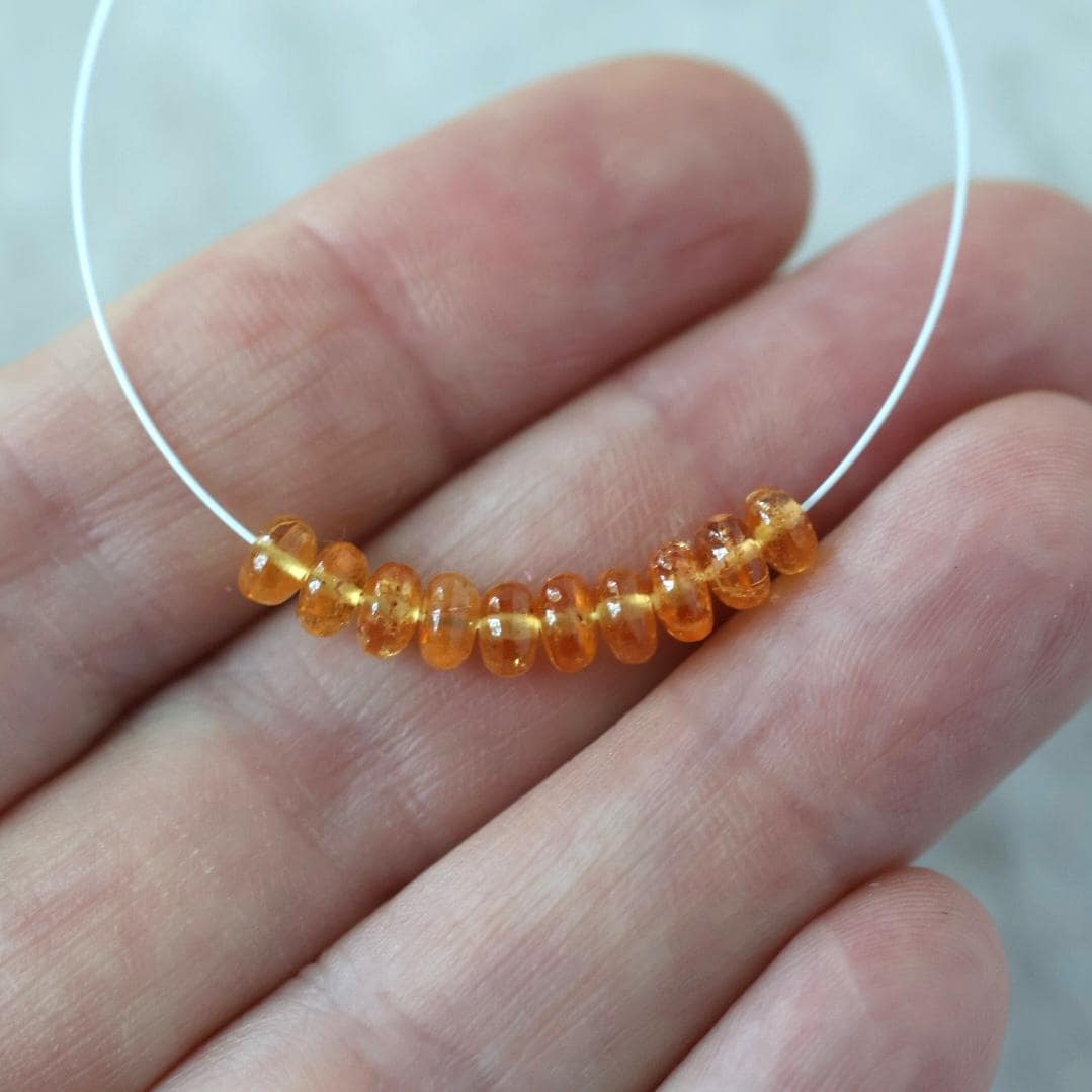 5mm Mandarine Spessartite Garnet Beads 10 Pcs – Smooth Rondelle Natural Gemstone