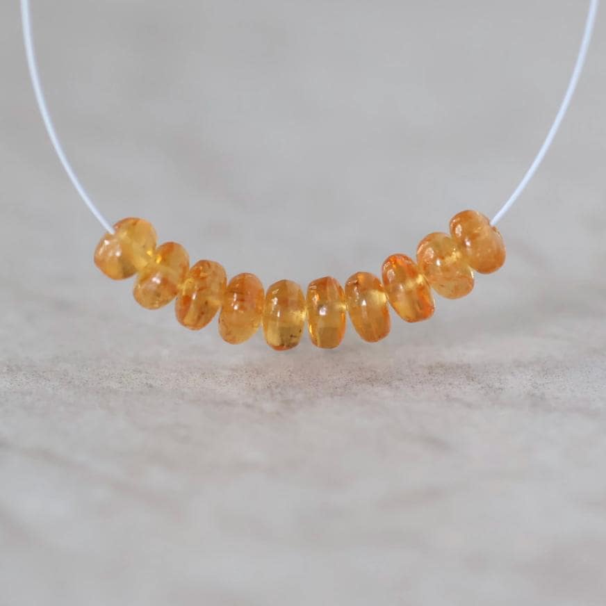 5mm Mandarine Spessartite Garnet Beads 10 Pcs – Smooth Rondelle Natural Gemstone
