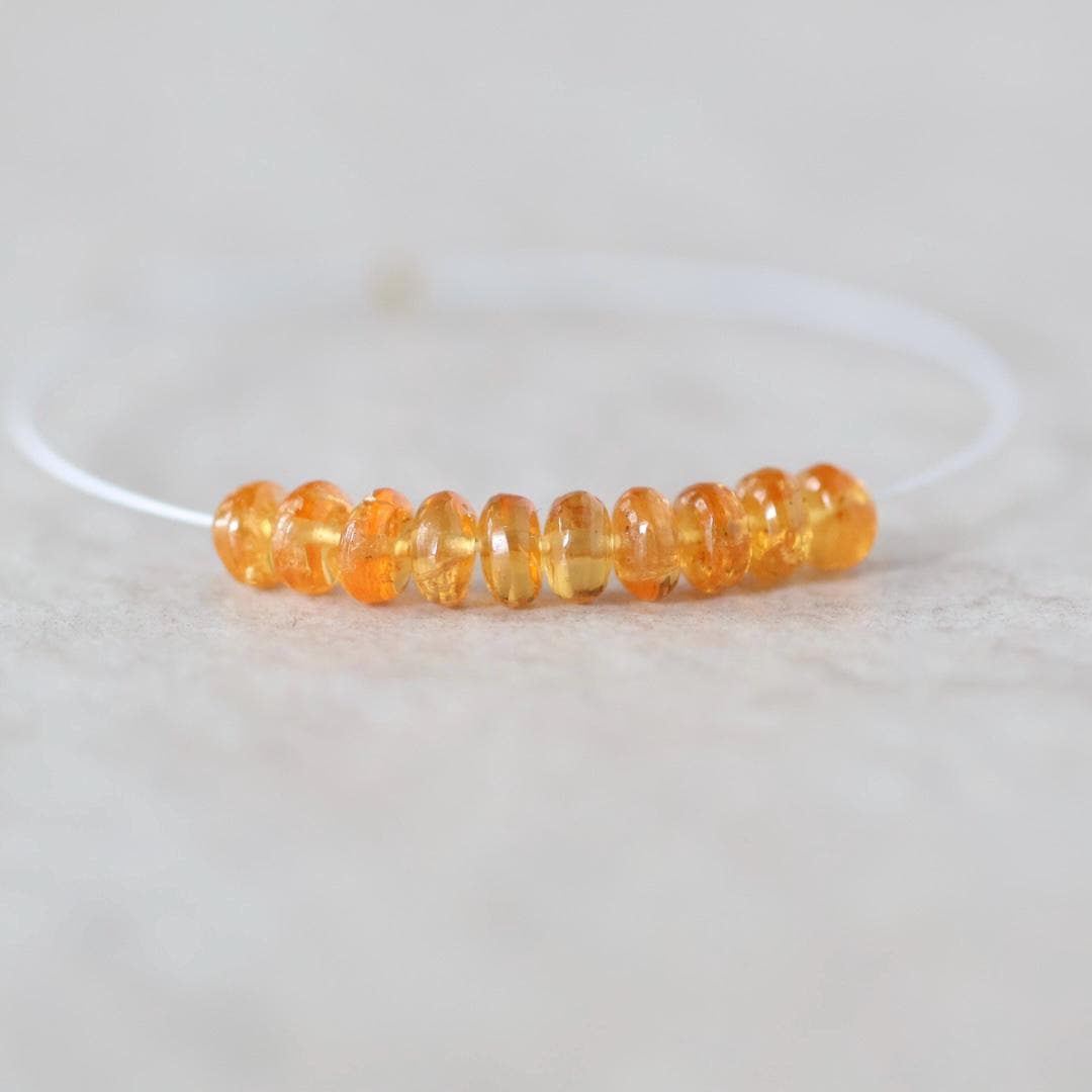 5mm Mandarine Spessartite Garnet Beads 10 Pcs – Smooth Rondelle Natural Gemstone
