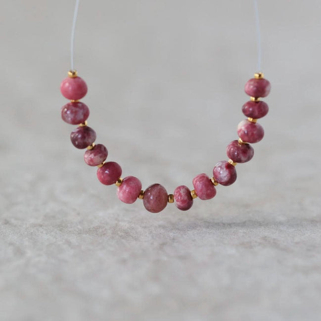 4-5mm AAA Norwegian Thulite Beads Smooth Nuggets Rondelle 14 PCs Genuine Pink Red Gemstone for DIY Jewelry Making