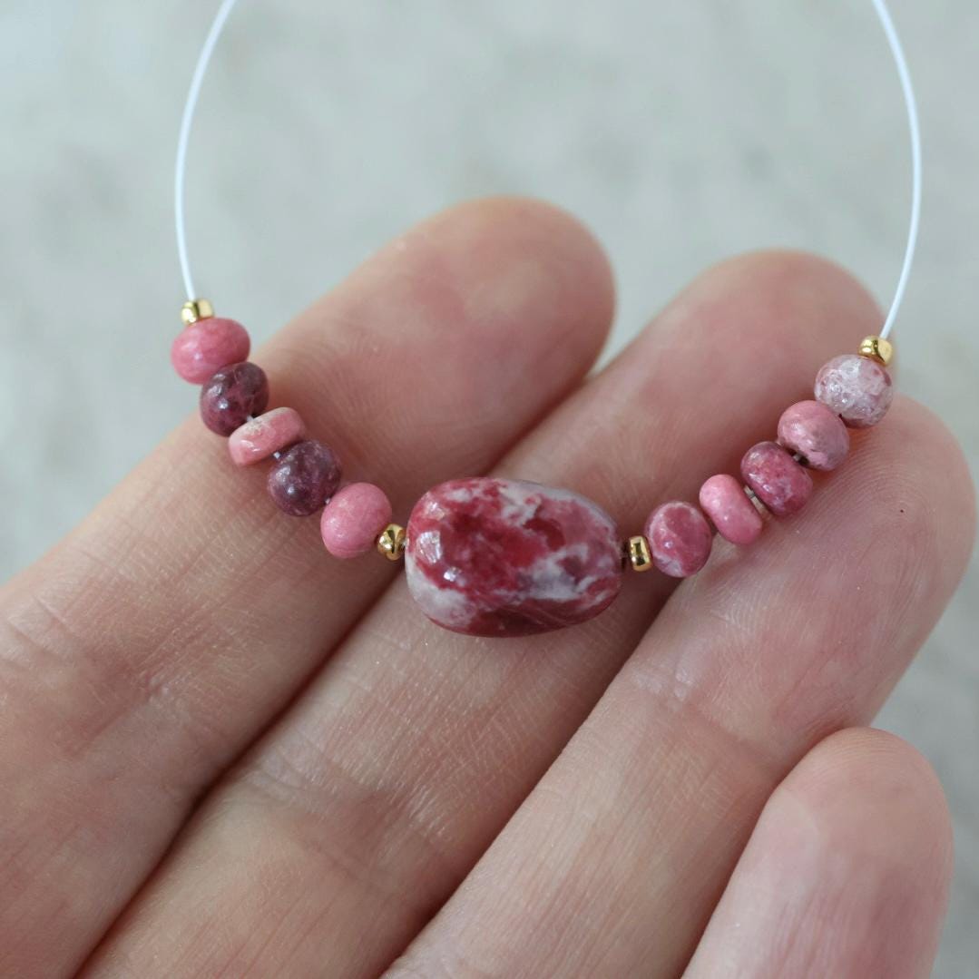4-5mm AAA Norwegian Thulite Beads Smooth Nuggets Rondelle 14 PCs Genuine Pink Red Gemstone for DIY Jewelry Making