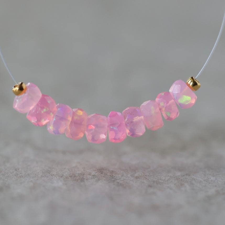 4.5mm AAA Pink Ethiopian Opal Beads Faceted Rondelle Natural Welo Opal Gemstones For DIY Jewelry Making