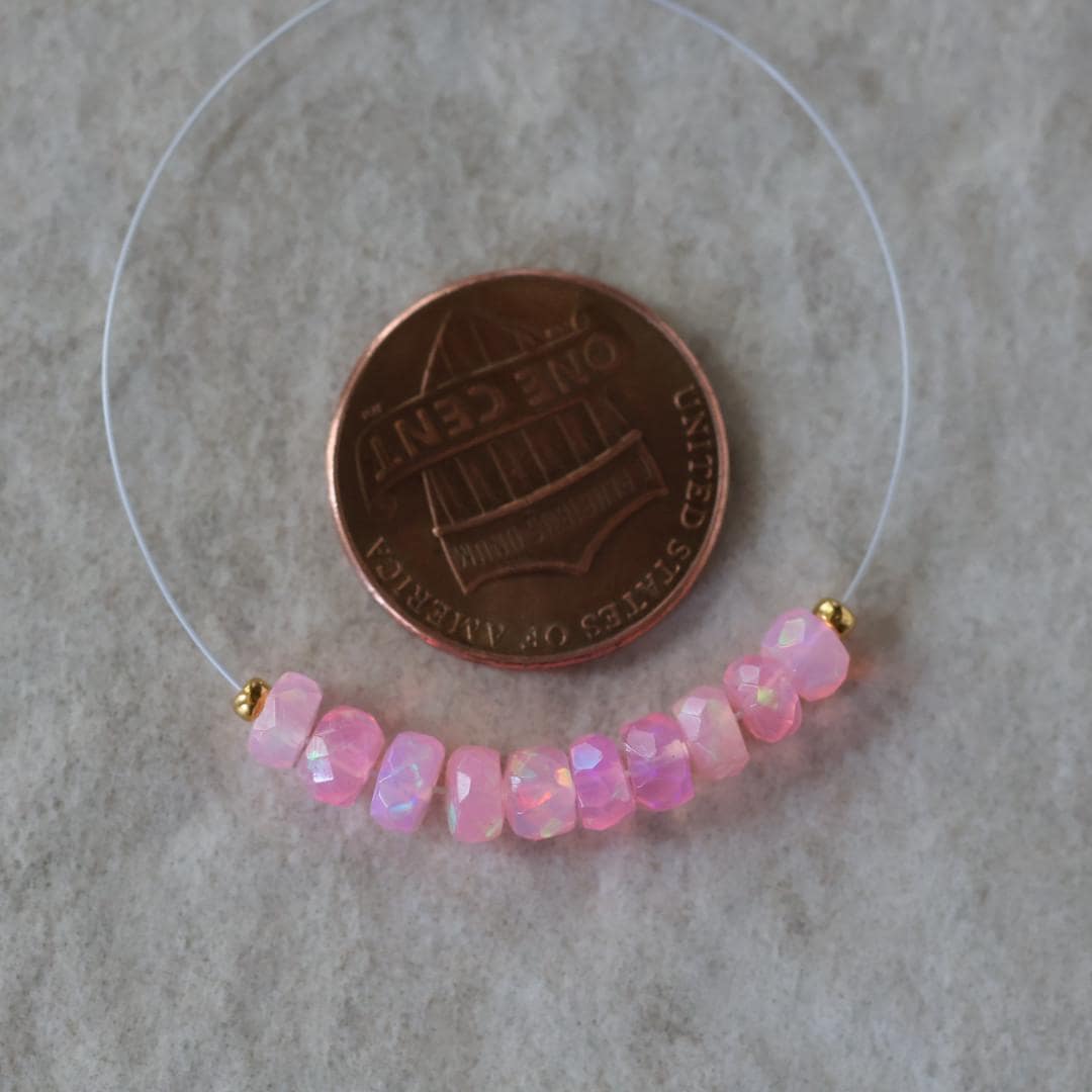 4.5mm AAA Pink Ethiopian Opal Beads Faceted Rondelle Natural Welo Opal Gemstones For DIY Jewelry Making