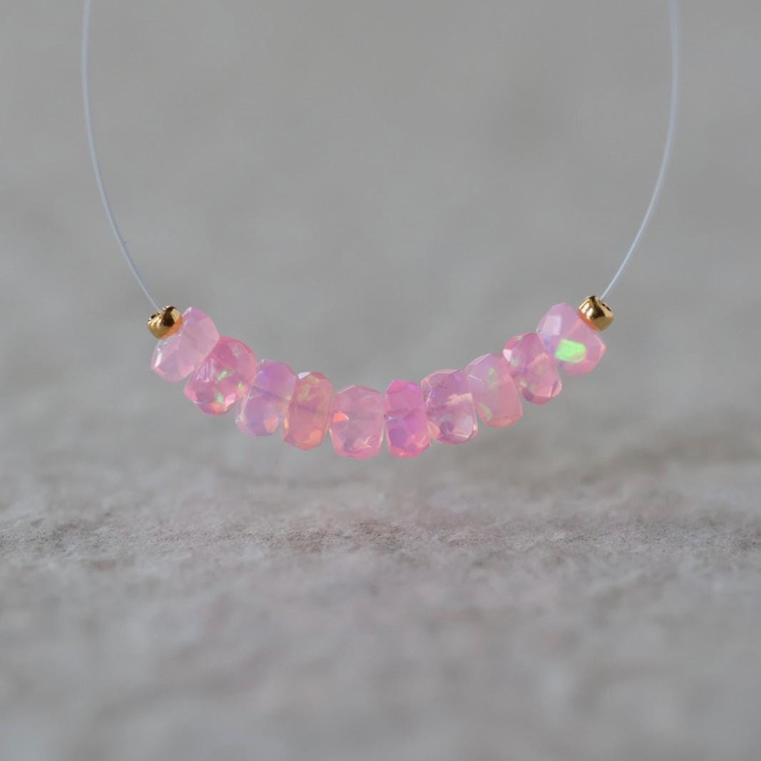 4.5mm AAA Pink Ethiopian Opal Beads Faceted Rondelle Natural Welo Opal Gemstones For DIY Jewelry Making