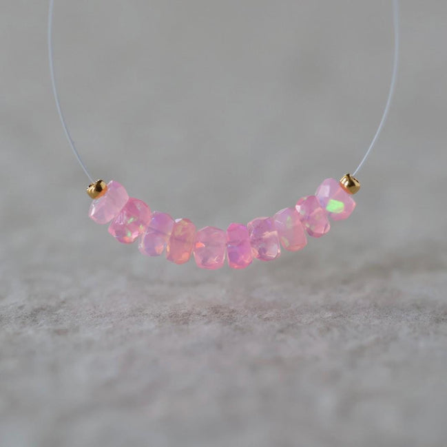 4.5mm AAA Pink Ethiopian Opal Beads Faceted Rondelle Natural Welo Opal Gemstones For DIY Jewelry Making