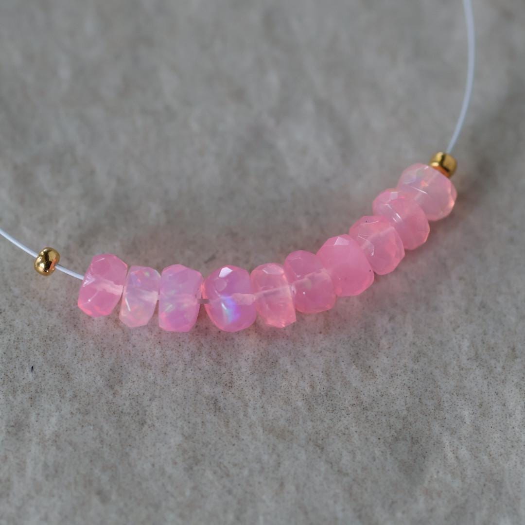 4.5mm AAA Pink Ethiopian Opal Beads Faceted Rondelle Natural Welo Opal Gemstones For DIY Jewelry Making