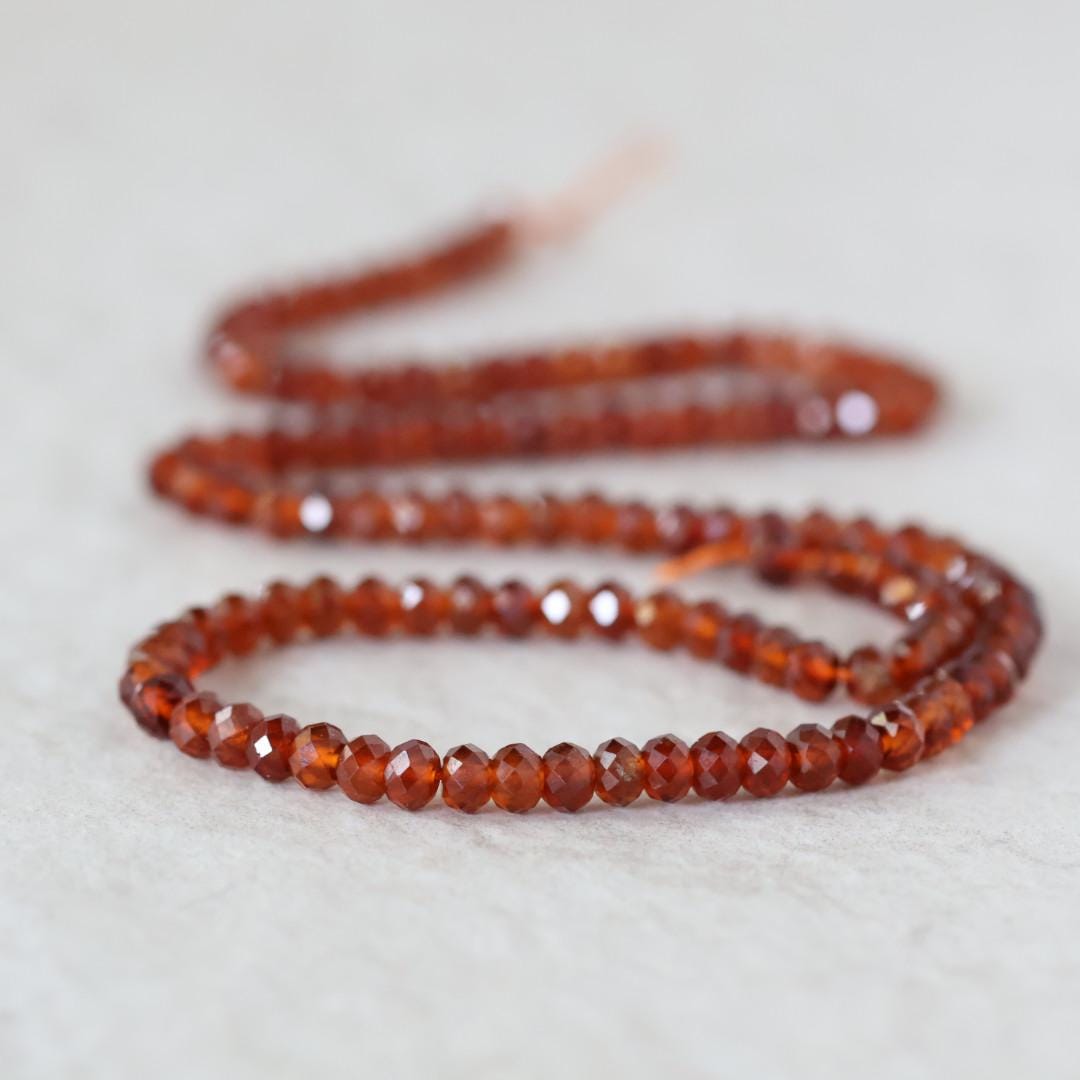 4.5mm AAA Spessartite Garnet Rondelle Beads Faceted Orange Spessartine Natural Gemstone for DIY Jewelry Making