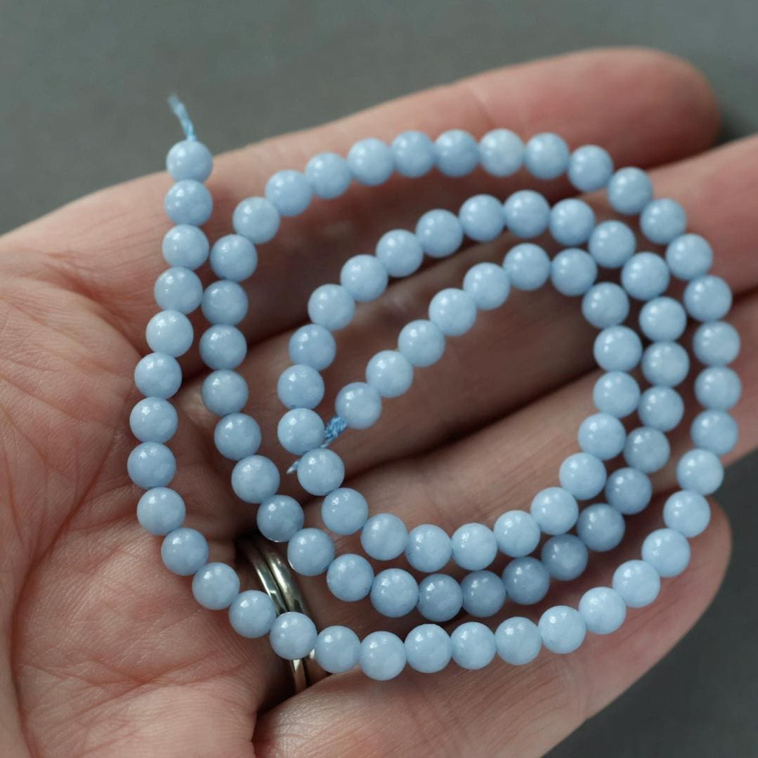 4.5mm Angelite Beads ‚Äì Smooth Round Natural Gemstone 15" Strand