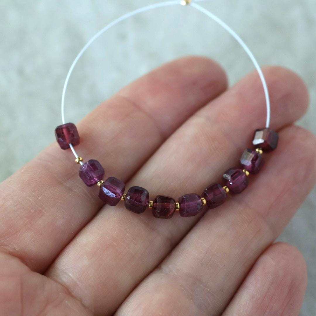 4.5mm Berry Garnet Cube Beads Faceted Natural Rhodolite Garnet Gemstone Beads for DIY Jewelry Making
